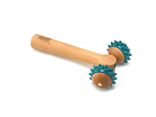 SISSEL Fit Massageroller,T-Roller, holz-blau