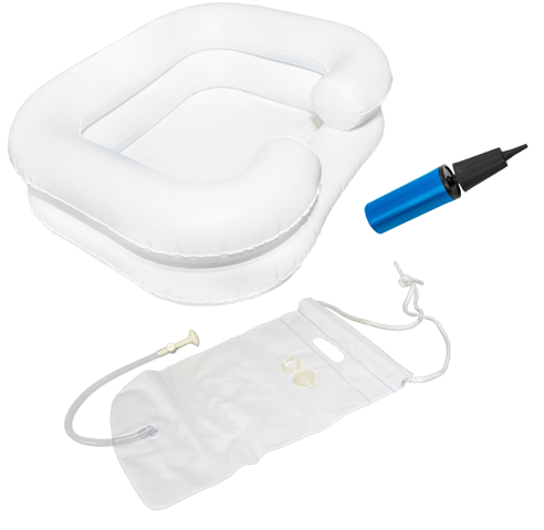 Haarwaschwannen-Set EXTRA mit Duschvorrichtung und Pumpe weiß