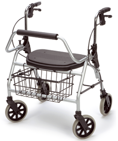 Rollator XXL mit Rückenbügel, Sitz,Korb,PU, maximal 200Kg,silber