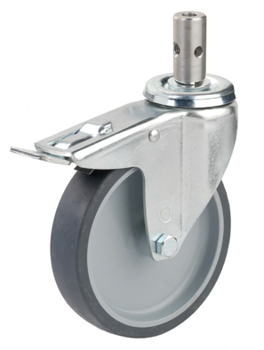 Rad für Toilettenrollstuhl mit Doppelstop 125mm Durchmesser