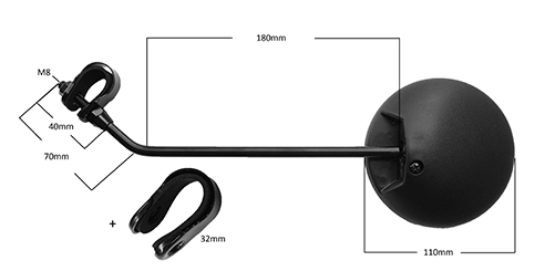 Rückspiegel universal für Scooter schwarz