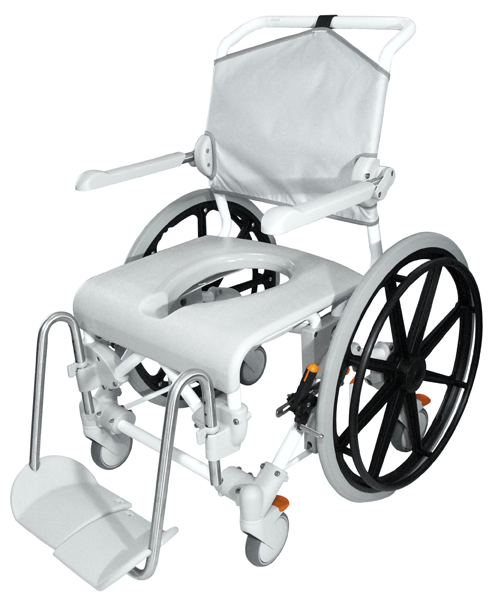 Dusch- und Toilettenrollstuhl Swift Mobil 24 "-2 mit Eimerhalter,grau
