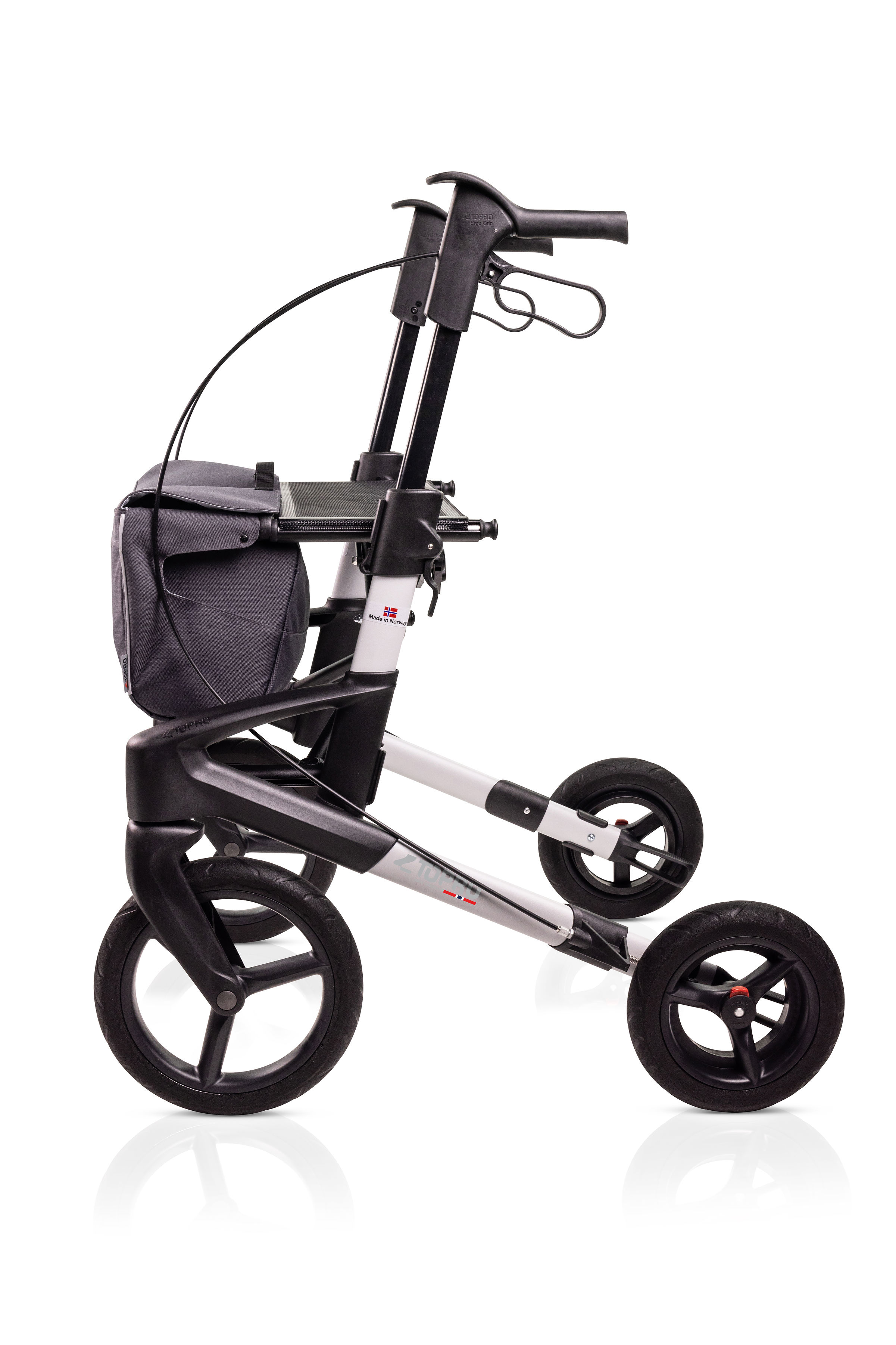 Rollator Olympos ATR Black Series OFF road wheels, silber, Seitenansicht