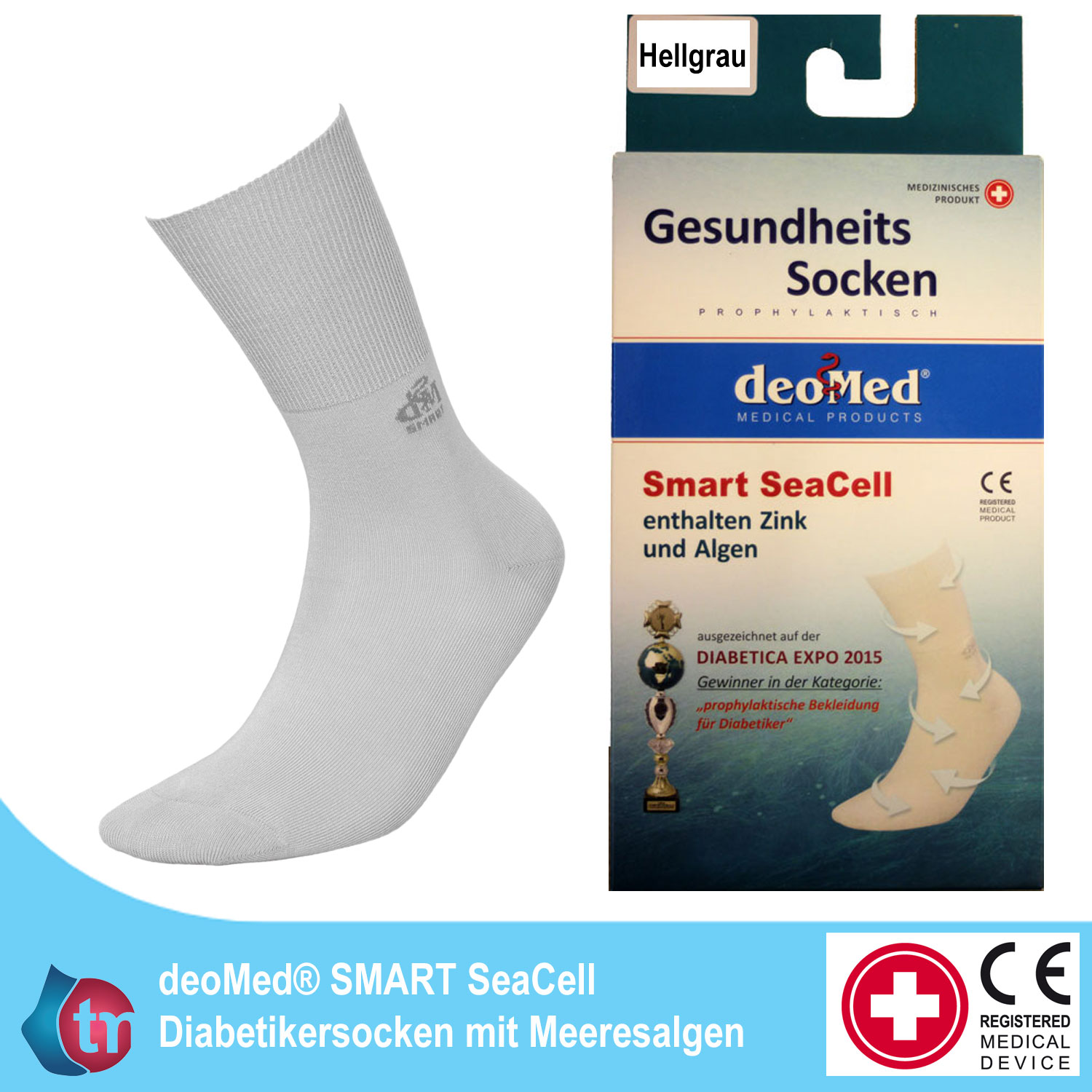 DeoMed Diabetikersocken Smart SeaCell, hellgrau