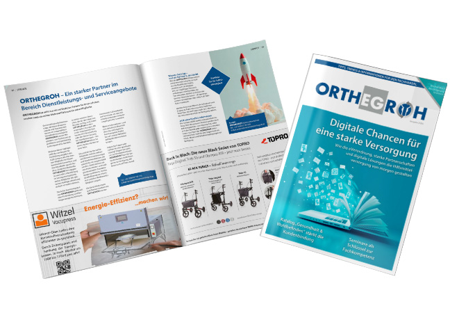 ORTHEGROH Magazin 2025-02, Abbildung von der Titelseite und 2 Innenseiten