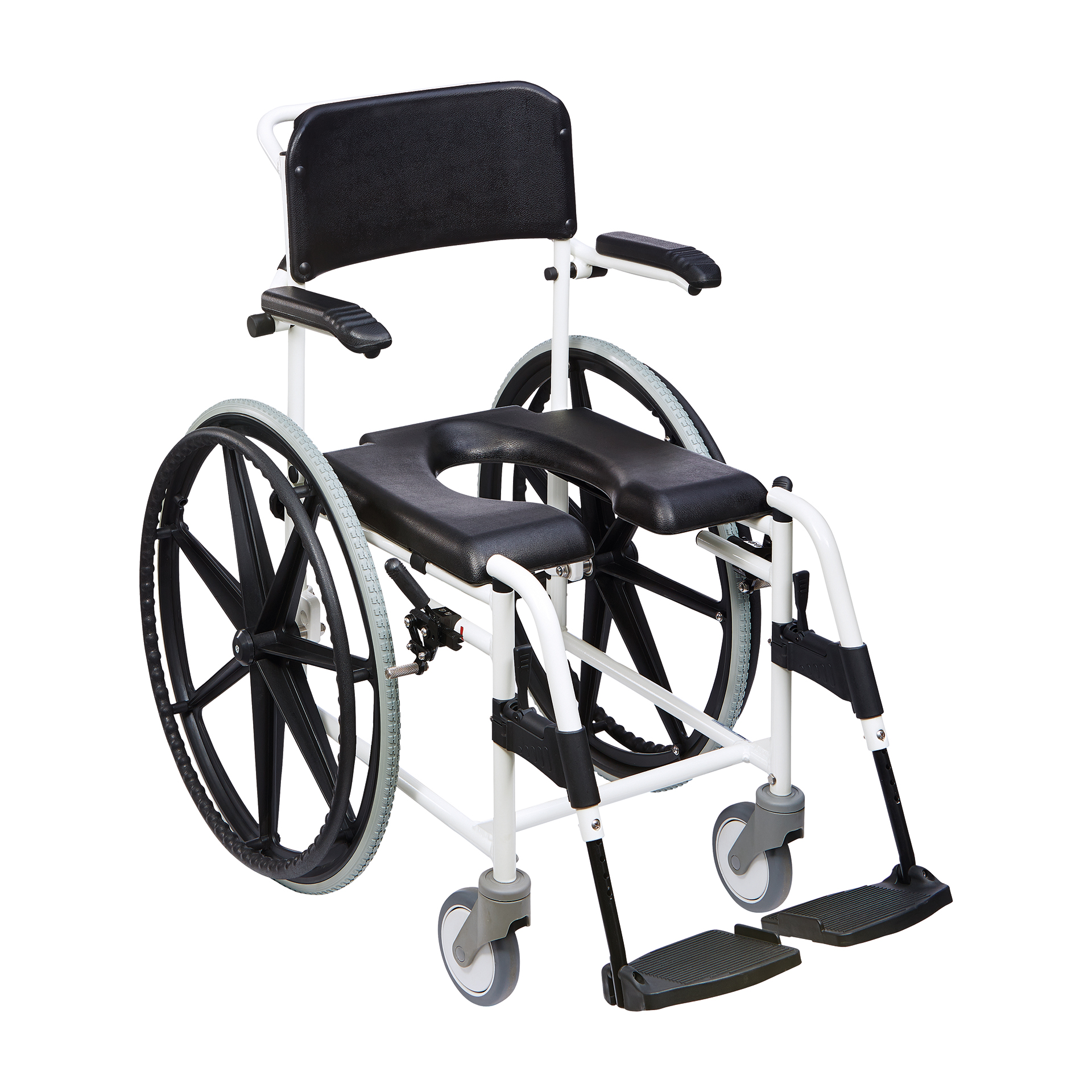 Dusch-Toilettenstuhl Levina 400-2 24" Räder, weiß-schwarz