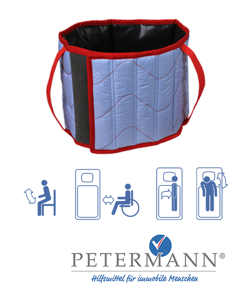 Beingurt ALPHA PES/Carbon 100 x 22 cm blau/rot
