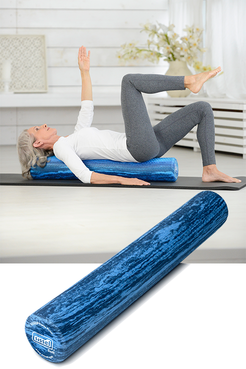 Pilates Roller Pro Soft Sissel® 15 x 90 cm inkl.Übungsposter, blau