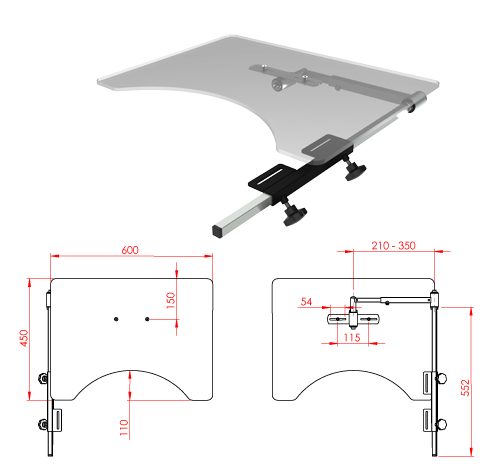 Therapietisch 600x450x8mm, klappbar