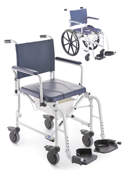 Dusch- und Toilettenrollstuhl INVACARE H263 LIMA mit Topf und Halter, 4 Lenkrollen 5"