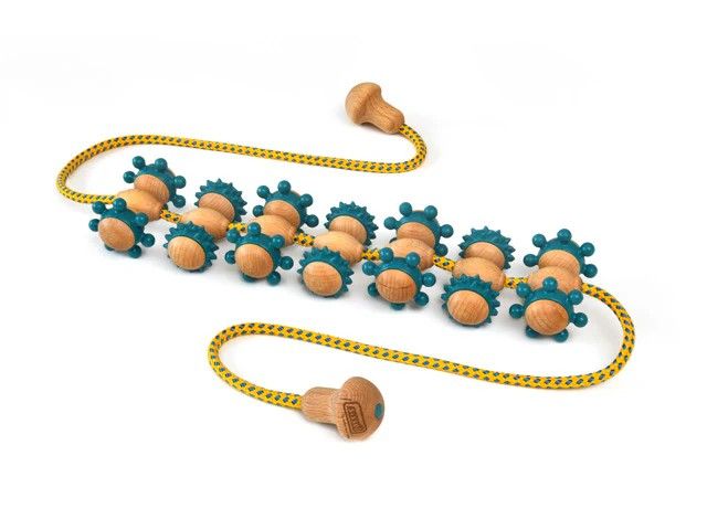 SISSEL Fit Massageroller,Seil-Roller, holz-blau