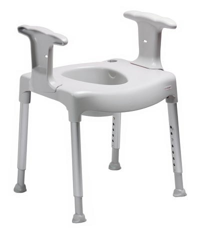 Toilettenstützgestell Swift mit Armlehnen und Spritzschutz Sitzhöhe 42-57cm