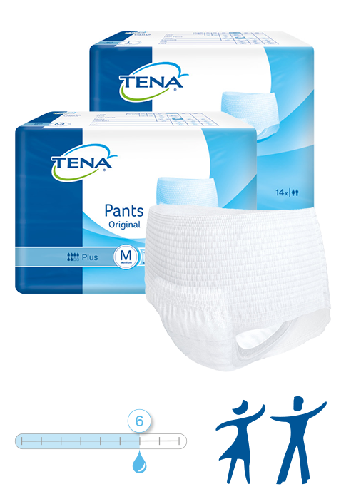 Einweghose TENA Pants Original Plus M Hüfte 80 bis 110 cm.(1 Karton: 4x14 Stück)