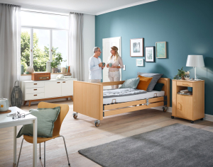 Pflegebett DALI mit Holzhaube 90x200 cm Holz_Quelle: Burmeier GmbH & Co. KG