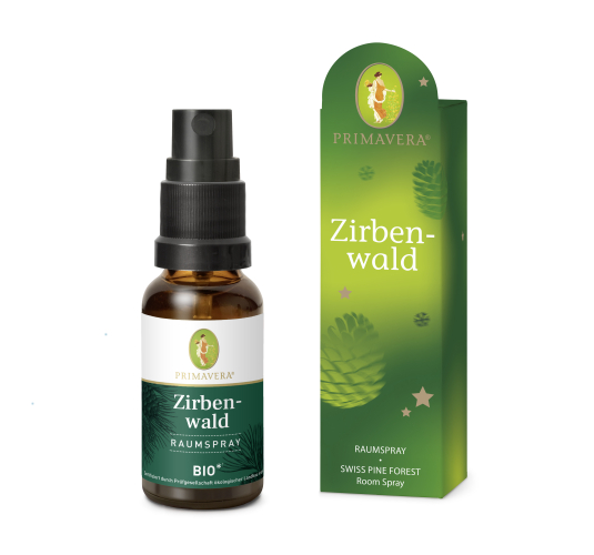 Geschenkanhänger Zirbenwald, Zirbenwald Raumspray bio 20 ml
