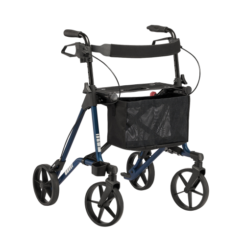 Leichtgewicht-Rollator TAIMA M-E mit Rückengurt und Tasche, Ozeanblau