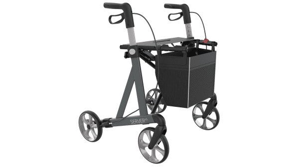 Rollator SERVER HD Standard mit Stockhalter und Tasche anthrazit