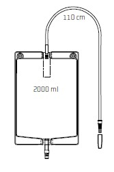 Bettbeutel UZ170 mit Ablauf, 110 cm Schlauch unsteril, transparent/blau, Gr. 2000 ml