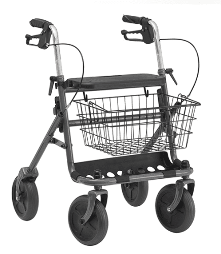 Rollator FAKTO+ mit Tablett,Korb,Stockhalter, mangan grey metallic (VPE: 2 Stück)