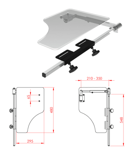 Halber Therapietisch 295x480x8mm,klappbar