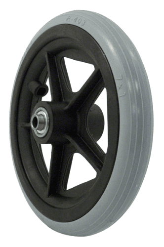 Rad mit PU-Reifen 5 Speichen Nabenlänge 60 mm, schwarz/grau