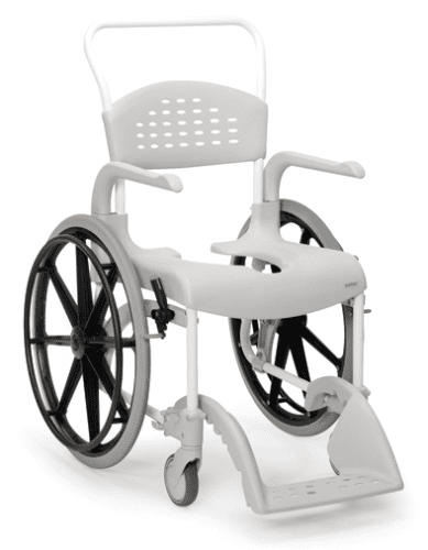 Dusch- und Toilettenrollstuhl Clean 24 "Räder, Sitzhöhe 55cm, weiß