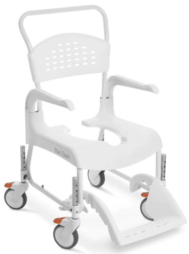 Dusch- und Toilettenrollstuhl Clean, höhenverstellbar weiß,Sitzhöhe 47,5-60cm