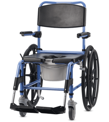 Dusch- und Toilettenrollstuhl TS-Aqua 2 Lenkrollen 5" und 2 Antriebsräder 24"