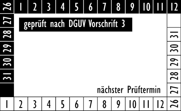 Prüfplakette für DGUV 2026 - 2031