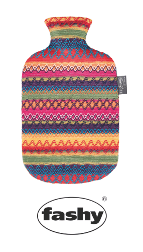 Wärmflasche 2l mit Bezug im Peru-Design