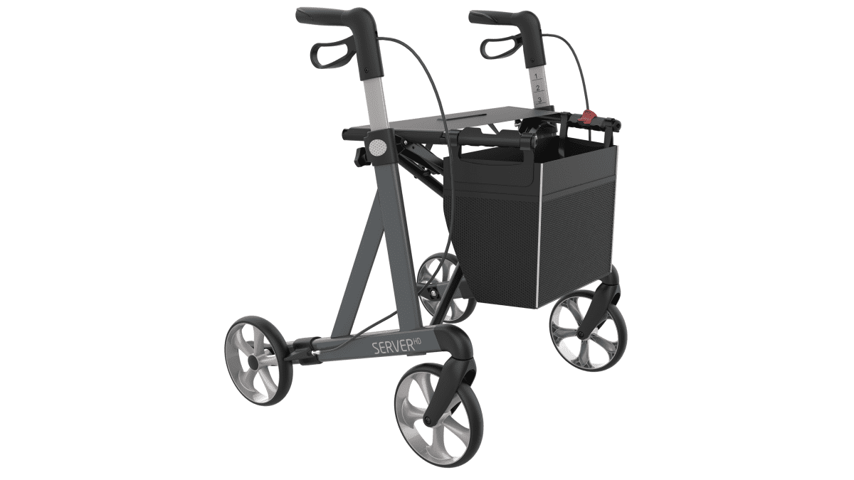 Rollator SERVER HD Standard mit Stockhalter und Tasche anthrazit