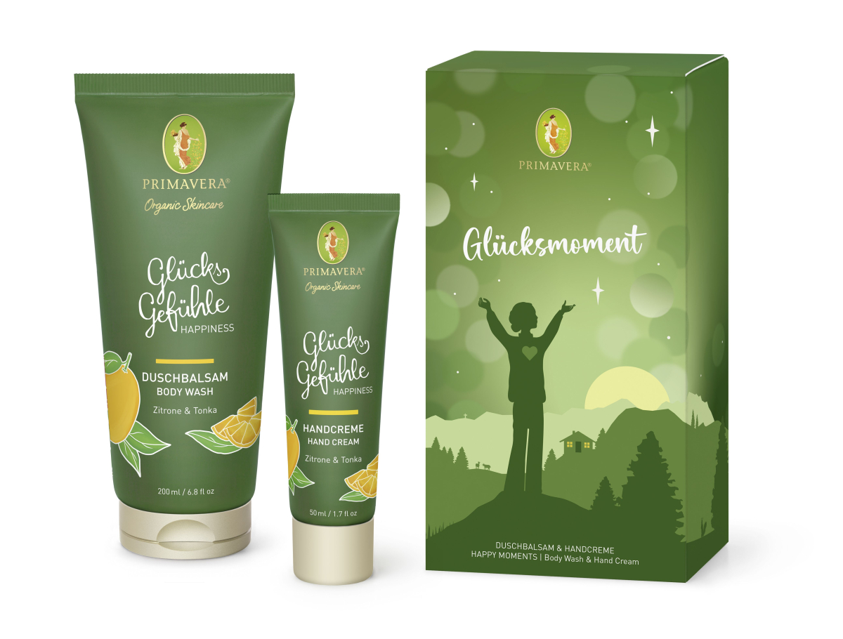 Geschenkset Glücksmoment, mit Glücksgefühle Duschbalsam und Glücksgefühle Handcreme