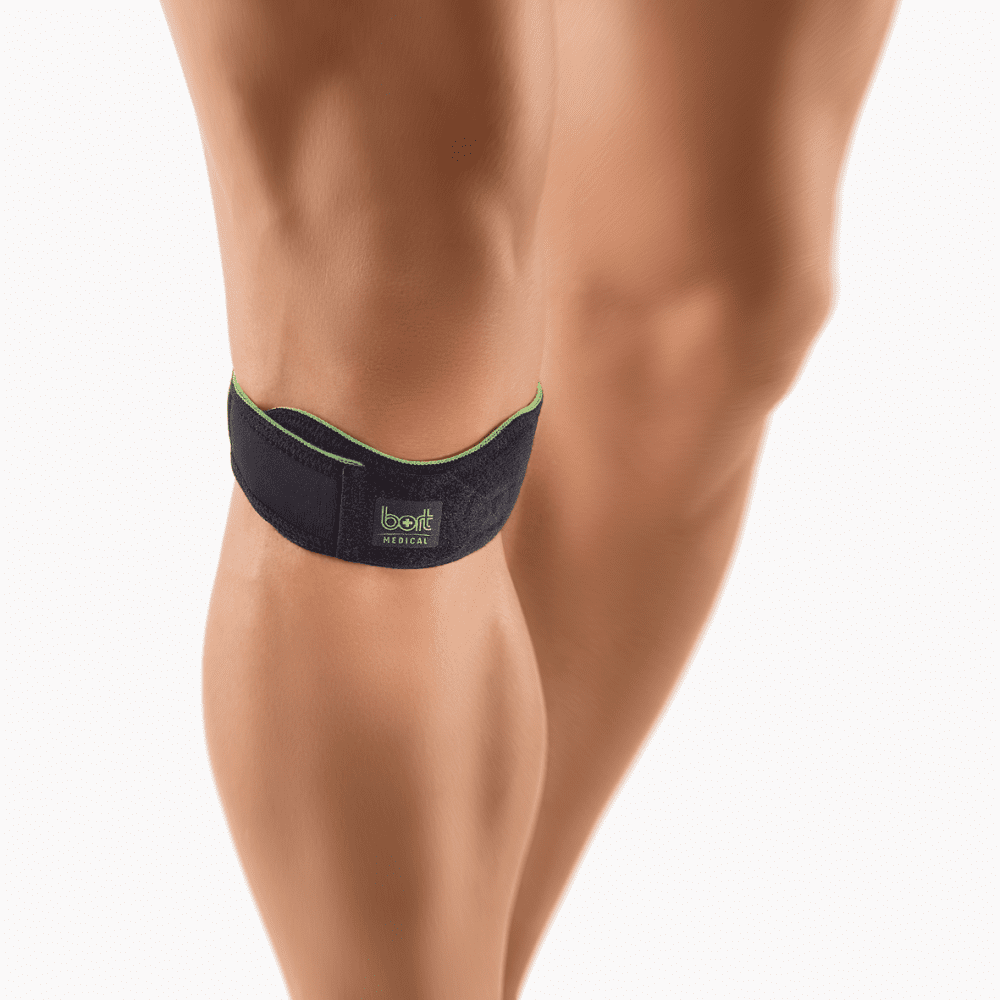 Bort Patella Sehnenband Sport schwarz/grün von vorne betrachtet