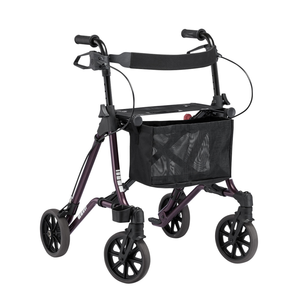 Leichtgewicht-Rollator TAIMA M2 mit Rückengurt und Tasche, kupferrot