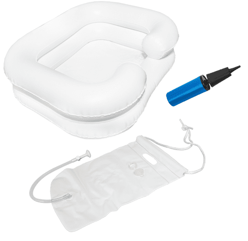 Haarwaschwannen-Set EXTRA mit Duschvorrichtung und Pumpe weiß