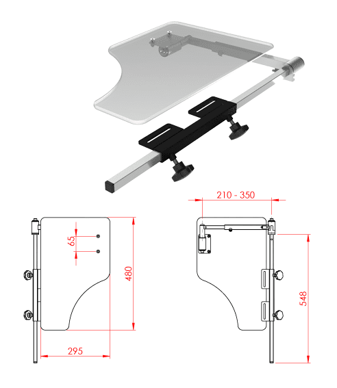 Halber Therapietisch 295x480x8mm,klappbar