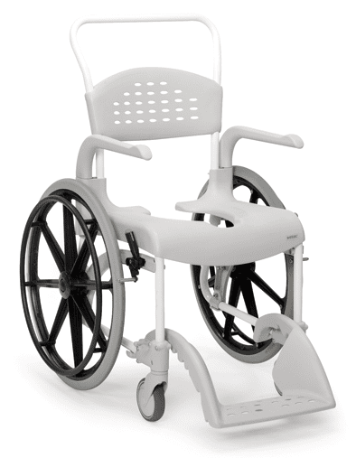 Dusch- und Toilettenrollstuhl Clean 24 "Räder, Sitzhöhe 55cm, weiß
