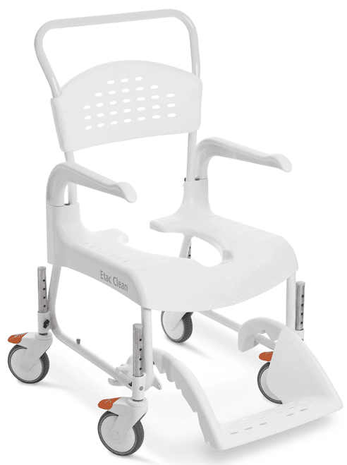 Dusch- und Toilettenrollstuhl Clean, höhenverstellbar weiß,Sitzhöhe 47,5-60cm