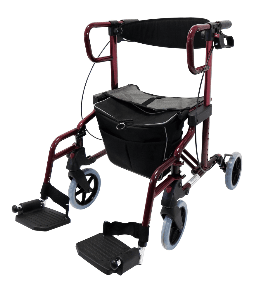 Rollator Diamond Deluxe mit Fußstützen rot