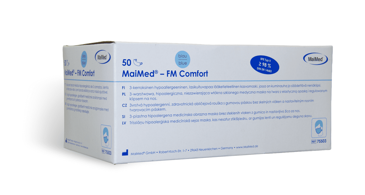 Comfort Mundschutz mit Gummiband MaiMed FM , blau