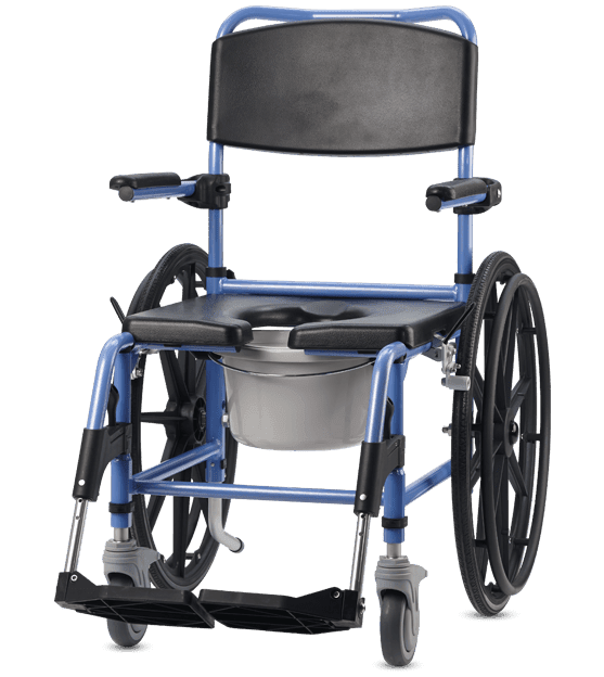 Dusch- und Toilettenrollstuhl TS-Aqua 2 Lenkrollen 5" und 2 Antriebsräder 24"