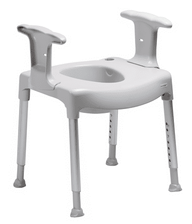 Toilettenstützgestell Swift mit Armlehnen und Spritzschutz Sitzhöhe 42-57cm