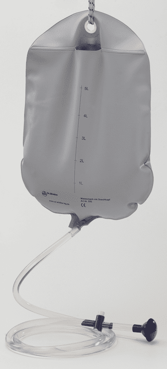 Wassersack mit Duschkopf 5L grau