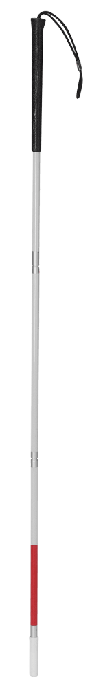 Blindenstock, Taststock, Leichtmetall mit Nylonspitze faltbar, reflektierend, 150 cm