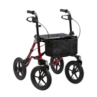 Rollator TAiMA XC, luftbereift, Netz, Rückengurt und Stockhalter, rot-metallic