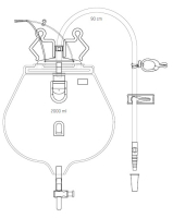 Bettbeutel UZ100 mit Tropfkammer, geschlossenes System, steril, transparent/blau Gr. 2000 m_90 cm