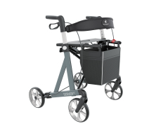 Rollator SERVER HD Standard mit Stockhalter und Tasche, TPE-Bereifung, anthrazit, Frontansicht