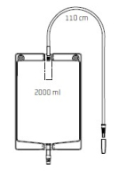 Bettbeutel UZ170 mit Ablauf, 110 cm Schlauch unsteril, transparent/blau, Gr. 2000 ml