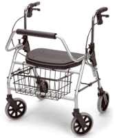 Rollator XXL mit Rückenbügel, Sitz,Korb,PU, maximal 200Kg,silber