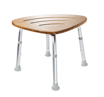 Bad-Duschhocker mit Bambussitz, Aluminium 57 x 41 x 37,5-47 cm